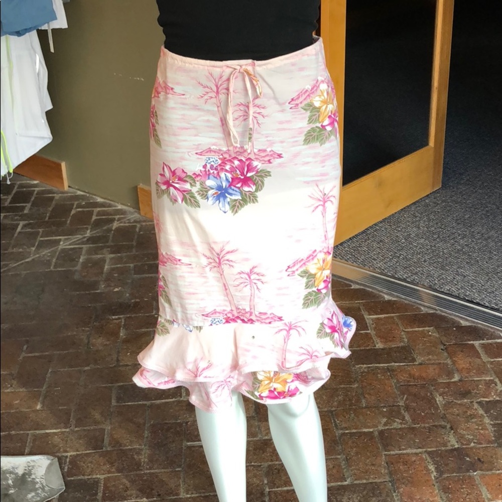 ASHLEY pale pink palm tree tiered skirt